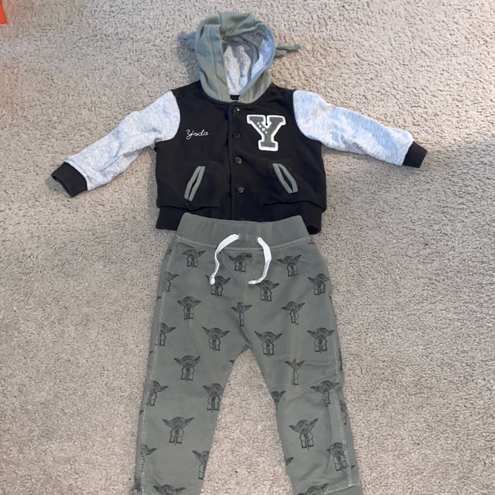 Baby gap Star Wars letterman style Yoda jersey jacket and pant set
